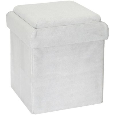 THE HOME DECO KIDS Coffre pouf pliable compatible briques de construction Gris Clair