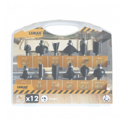 LEMAN Coffret 12 Meches de Defonceuse Carbure Assorties Queue 8 Mm 