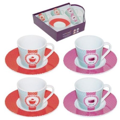GOURMANDISE Coffret 4 tasses &agrave; caf&eacute; Mini d&eacute;lices
