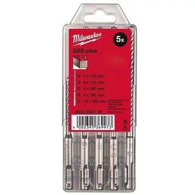 MILWAUKEE Coffret 5 forets  SDS Plus - &eacute;tui transparent 4932352338