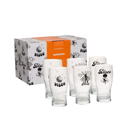AMADEUS Coffret 6 verres &agrave; bi&egrave;re Disco - - Transparent / Cristal - Verre