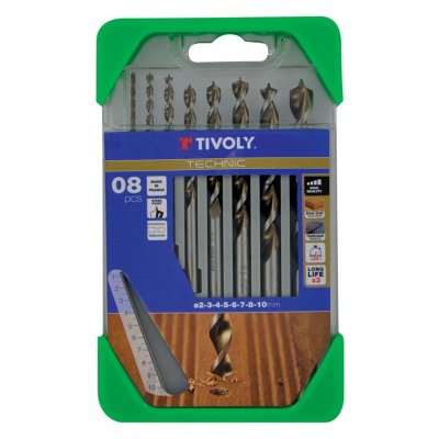 TIVOLY Coffret 8 Forets Technic Bois, Diam.2-3-4-5-6-7-8-10 Mm 