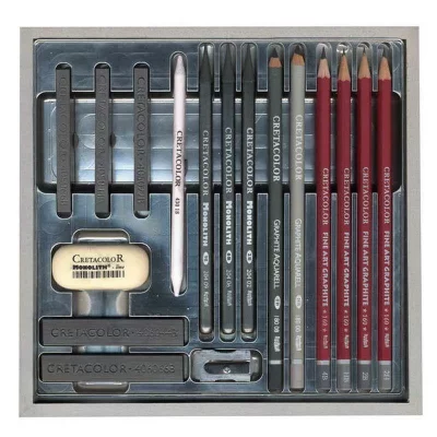 CRETACOLOR Coffret &agrave; dessin Silver Box - 17 pi&egrave;ces - Brevillier's 