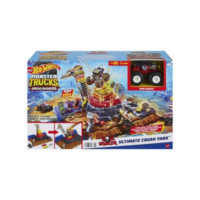 HOT WHEELS Coffret Ar&egrave;ne De D&eacute;molition Monster Trucks + 3 Voitures  - Le Coffret