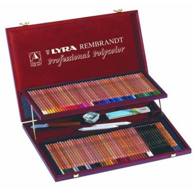 GENERIQUE Coffret Bois 96 Crayons Rembrandt Polycolor + Accessoires