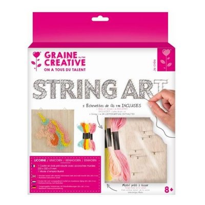 GRAINE CREATIVE ON A TOUS DU TALENT Coffret cadre en bois - string art - licorne #0