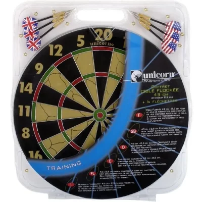 GENERIQUE Coffret cible - UNICORN - Flocqu&eacute;e 43cm avec 6 fl&eacute;chettes ailettes