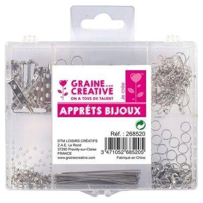GRAINE CREATIVE Coffret d'appr&ecirc;ts &agrave; bijoux argent&eacute;s x