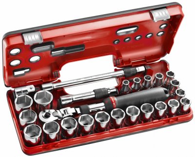 FACOM Coffret dbox cliquet extensible 1/2"" - douilles 1/2 6 pans m&eacute;triques - 