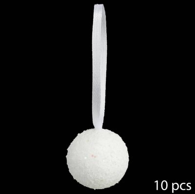 GENERIQUE Coffret de 10 boules paillet&eacute;es Blanc d 6 cm - Blanc