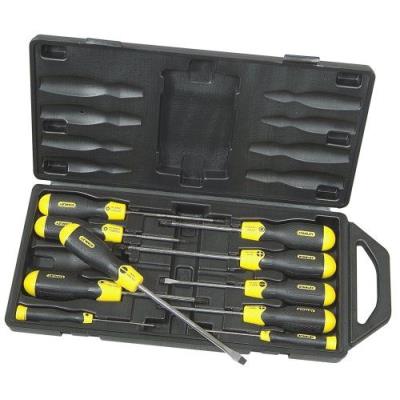 STANLEY Coffret de 10 tournevis Pozidriv Pour &eacute;crous &agrave; fente Manche rembourr&eacute;