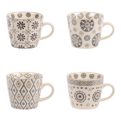 TABLE PASSION Coffret de 4 tasses Nelson 30 cl -  - Gris - Gr&egrave;s