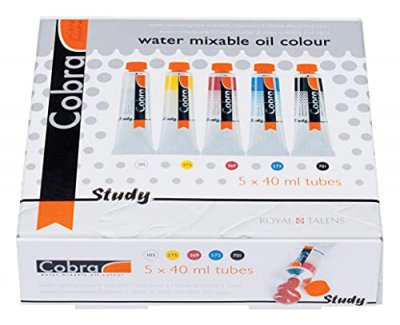 COBRA Coffret de 5 tubes de peinture &agrave; l'huile 40ml  Study blanc