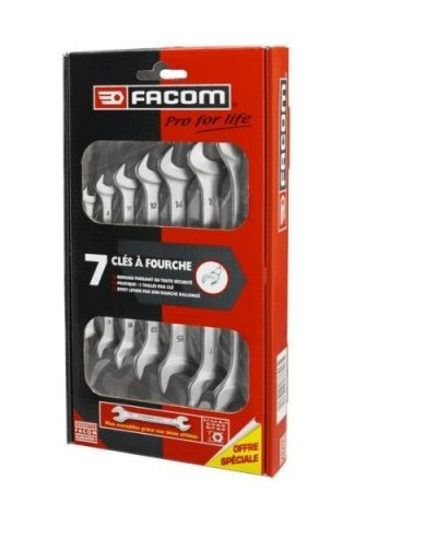 FACOM Coffret de 7 cl&eacute;s &agrave; fourche  2 ouvertures par cl&eacute;s