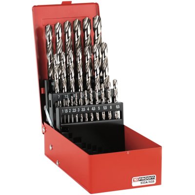 FACOM Coffret de forets taill&eacute;s acier  - 1 &agrave; 10mm - 19 pcs - 222A.TJ19