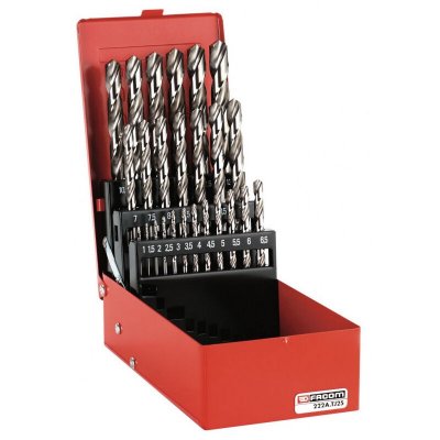 FACOM Coffret de forets taill&eacute;s acier  - 1 &agrave; 13mm - 25 pcs - 222A.TJ25