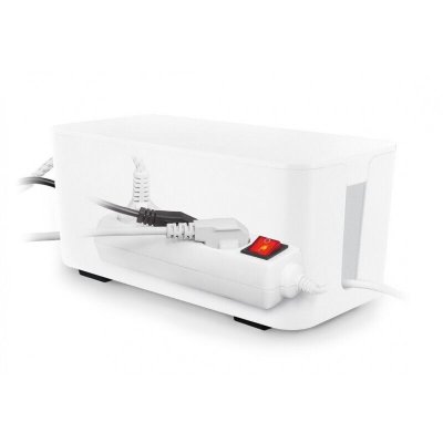 LIFEBOX Coffret de rangement c&acirc;bles et multiprises taille moyenne blanc