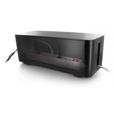 LIFEBOX Coffret de rangement pour c&acirc;bles et multiprises - Grande taille - Noir