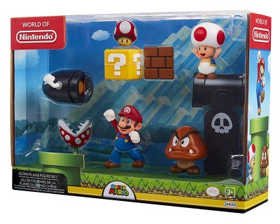 JAKKS PACIFIC Coffret Diorama 5 figurines Mario th&egrave;me classic Nintendo 
