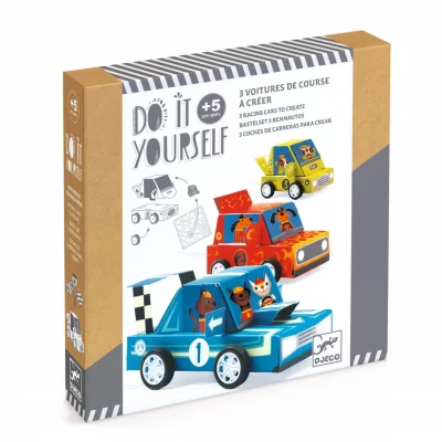  Coffret DIY 3 voitures &agrave; cr&eacute;er Grand prix Djeco