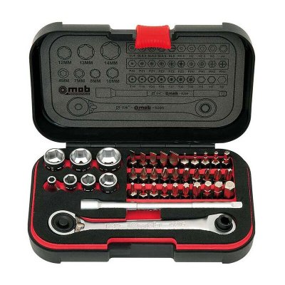 MOB OUTILLAGE Coffret douilles radio 1/4" + vissage : 39 pi&egrave;ces XS BOX 9410390001 MOB