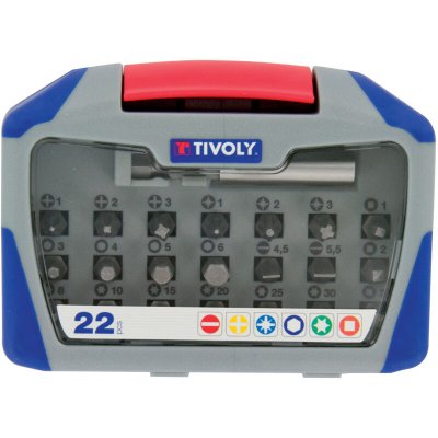 TIVOLY Coffret embouts de vissage 22 pi&egrave;ces +porte embouts 