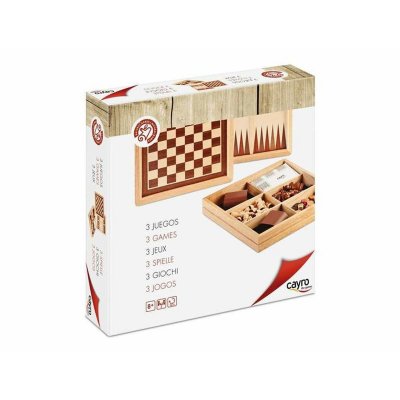 CAYRO Coffret en bois &eacute;checs, dames, et backgammon