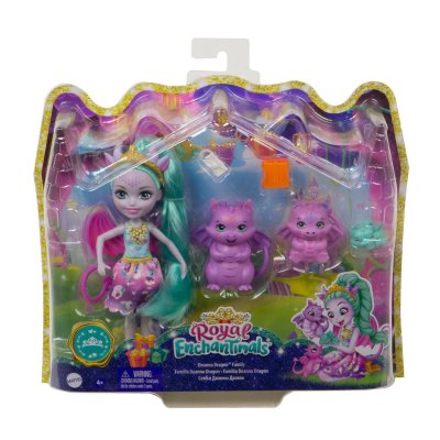ENCHANTIMALS Coffret  Royals Famille avec mini-poup&eacute;e Deanna Dragon