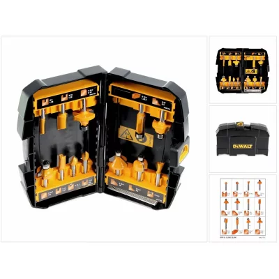 DEWALT Coffret fraises  - 12 pi&egrave;ces pour d&eacute;fonceuse - DT90016