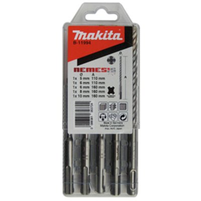 MAKITA Coffret  B-11994 NEMESIS, 5 Forets SDS+ 4 Taillants