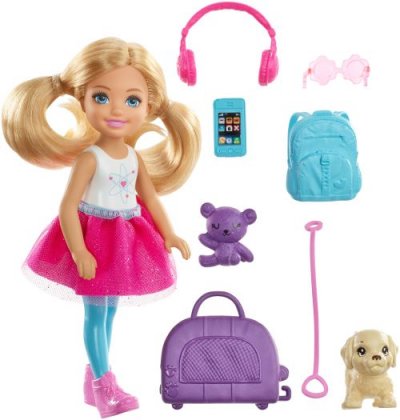 BRBI Coffret mini poup&eacute;e Barbie Chelsea avec accessoires de voyage