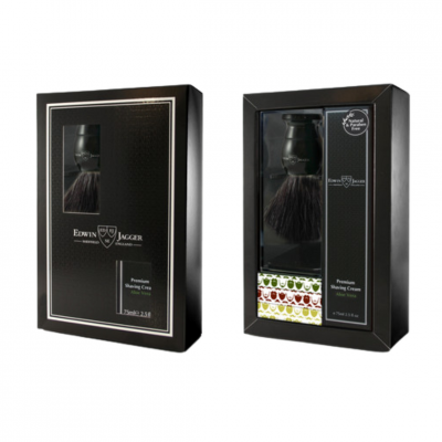 EDWIN JAGGER Coffret Rasage - Blaireau Anglais Imitation &Eacute;b&egrave;ne et Cr&egrave;me &agrave; Raser &agrave; L'Aloe Vera