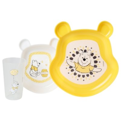 BABYCALIN Coffret repas 3 pieces winnie hunny - assortiment assiette bol et verre