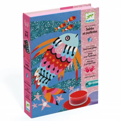 DJECO Coffret Sables et paillettes Arc-en-ciel de poissons 