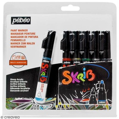 PEBEO Coffret Skrib Marqueur peinture acrylique - Classique - 6 marqueurs