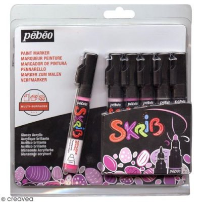 PEBEO Coffret Skrib Marqueur peinture acrylique - Drag&eacute;es - 6 marqueurs
