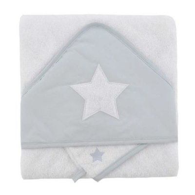 DOMIVA Coffret sortie de bain brod&eacute;e + gant &eacute;toile b&eacute;b&eacute; Gris