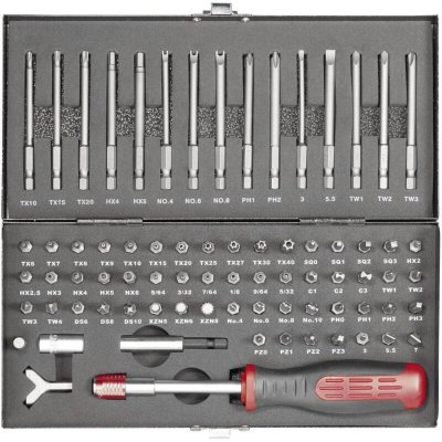TOOLCRAFT Coffret vissage avec embouts sp&eacute;ciaux  75 pi&egrave;ces