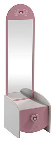 Coiffeuse 1 tiroir blanc et rose - charlotte