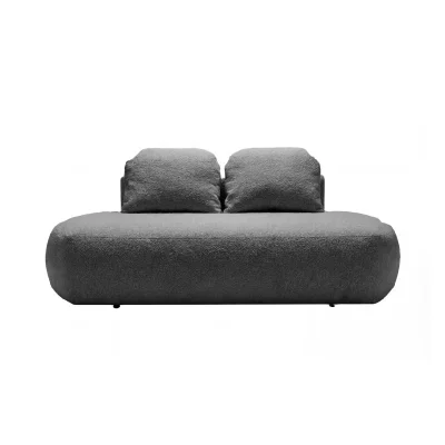CASANOVA Colin - Canap&eacute; Droit Convertible Tissu Textur&eacute; 2 Places Gris Fonc&eacute;