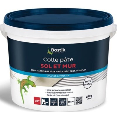 BOSTIK Colle &agrave; carrelage en p&acirc;te pour sol et mur D2T  25 kg