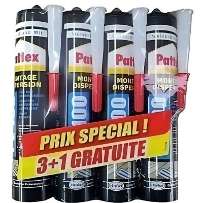 PATTEX Colle fixation pl100  - high tank - blanc - lot 3+1 - 798270