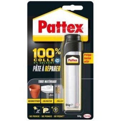 PATTEX Colle P&acirc;te Epoxy 100% P&acirc;te &agrave; r&eacute;parer 64g 