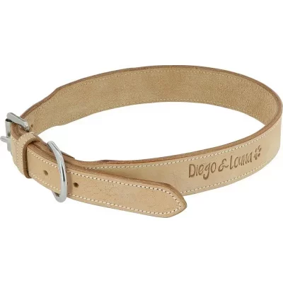 DIEGO & LOUNA Collier Cuir Naturel  - Couleur : Naturel, Taille : 50 Cm, Longueur Totale : 65 Cm