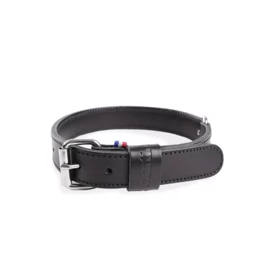 Collier. dble ep. 35-75 noir cuir vachette 