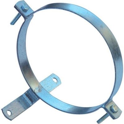 WOLFPACK Collier de serrage pour tuyau de po&ecirc;le galvanis&eacute; avec support 100 mm.