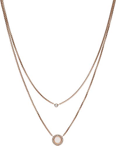 FOSSIL Collier double rang pendentifs pierre et strass Jaune 