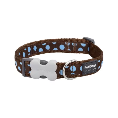 RED DINGO Collier Reglable Marron Pois Bleu30 A 47 Cm X 20mm