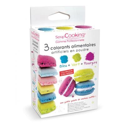 SCRAPCOOKING Colorants Alimentaires (Artificiel) Bleu Vert Pourpre - 