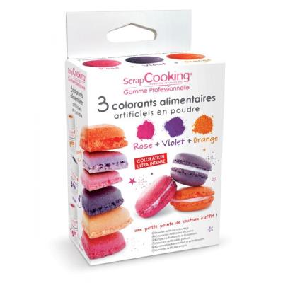 SCRAPCOOKING Colorants Alimentaires (Artificiel) Orange Violet Rose - 